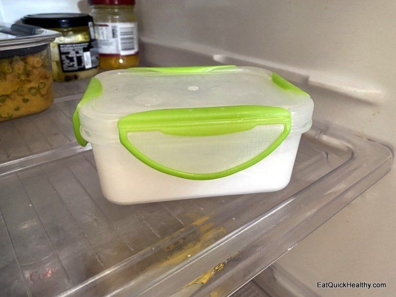 Coconut milk in airtight container in refrigerator