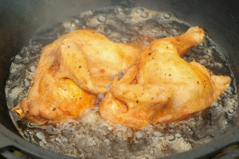 frying chicken in peanut oil